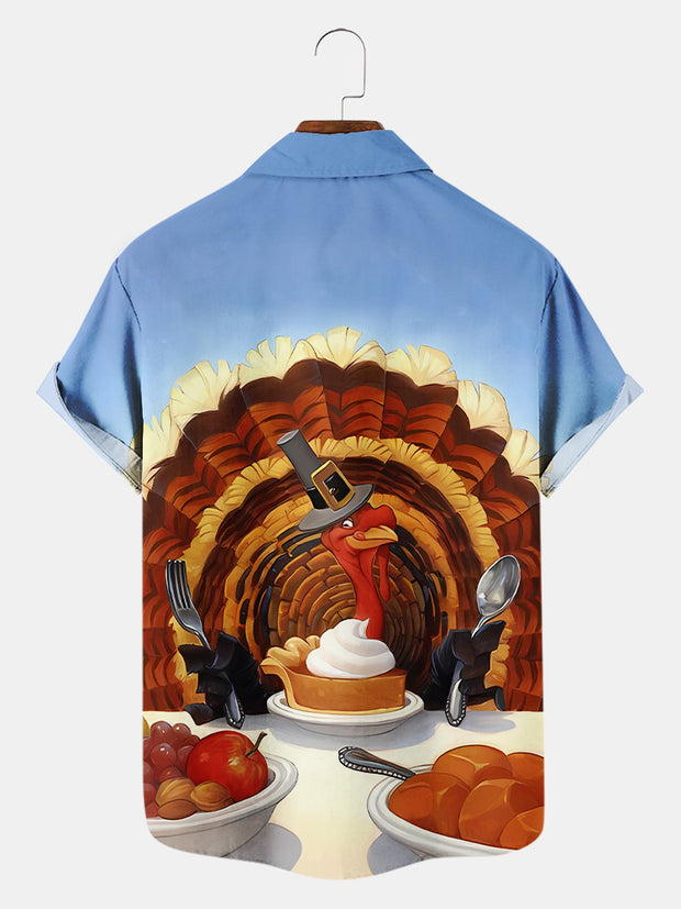 Fydude Men'S Thanksgiving Turkey Printed Shirt