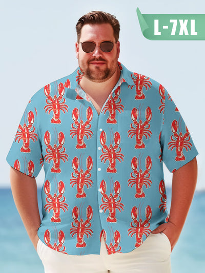 Fydude King Size Men'S Lobster Printed Shirt