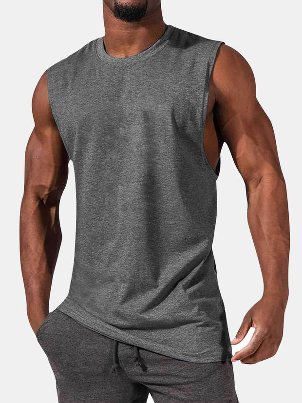 Men's T-Shirt Muscle Man Athletic Rambler Solid Color Top Sleeveless T-Shirt