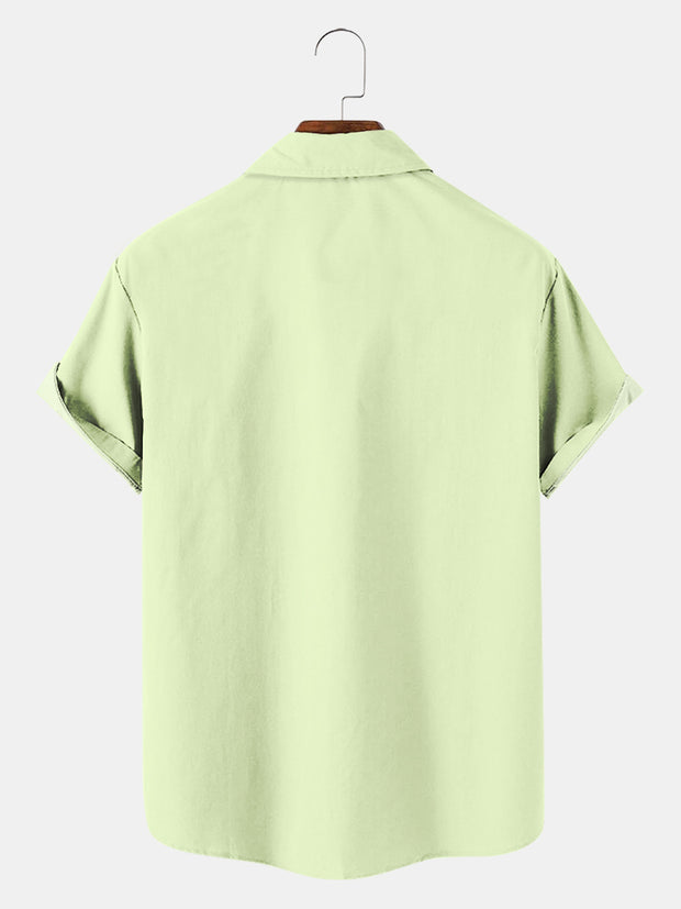 Fydude Men'S St. Patrick'S Day Clover Print Short Sleeve Shirt