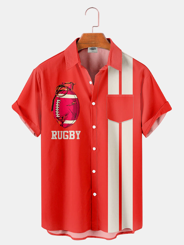 Fydude Men'S American Football RUGBY Vintage Poster Printed Shirt