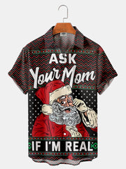 Fydude Men'S Christmas ASK YOUR MOM IF I'M REAL Printed Shirt