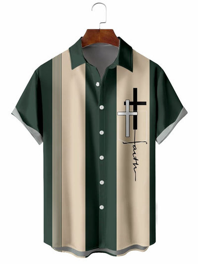 Fydude Men'S Easter The Cross Printed Shirt