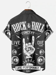 Fydude Men'S Casual Music Rock And Roll LIFE PERFOMANCE Printed Shirt