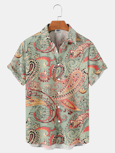 Fydude Men'S Paisley Pattern Printed Shirt