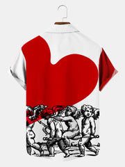 Fydude Men'S Valentine's Day Cupid Love Print Short Sleeve Shirt
