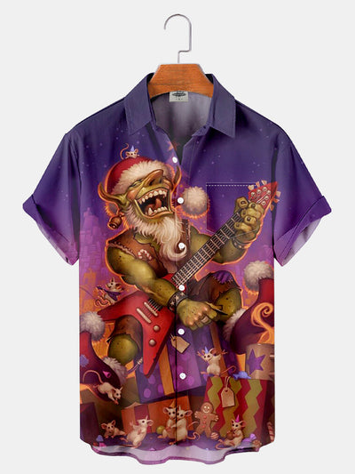 Fydude Men'S Christmas Krampus Monster Music Printed Shirt