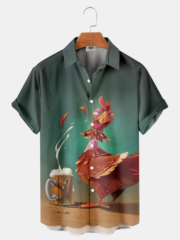 Men'S Beer And Chicken Printed Shirt