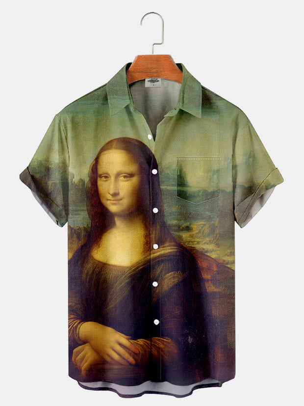 Fydude Men'S Renaissance Da Vinci Art“Mona Lisa”Printed Shirt