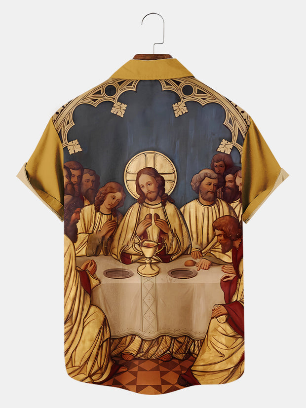 Fydude Men'S Easter Renaissance Jesus Mural Printed Shirt