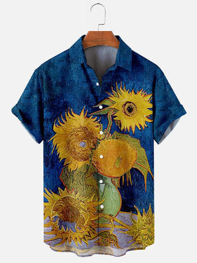Fydude Men'S Art Van Gogh Sunflower Printed Shirt