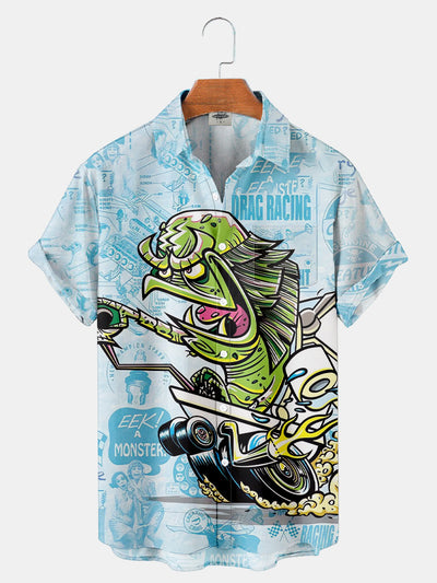 Fydude Men'S Classic Monster Car Hot Rods Printed Shirt