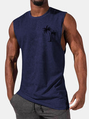 Men's Hawaiian Coco Casual Comfort Print Sleeveless T-Shirt
