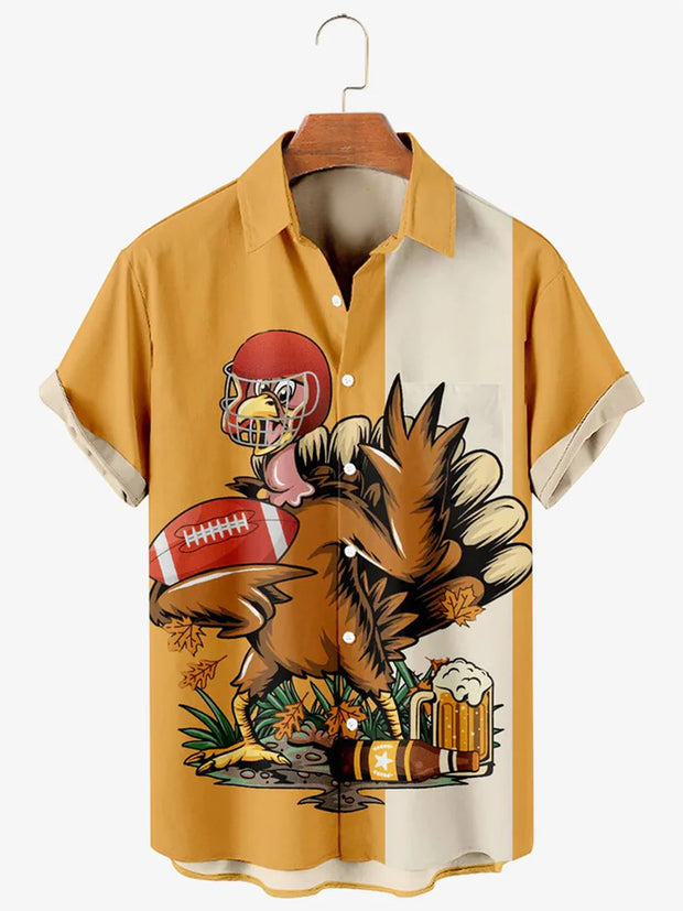 Fydude Men'S Thanksgiving Turkey Football Printed Shirt