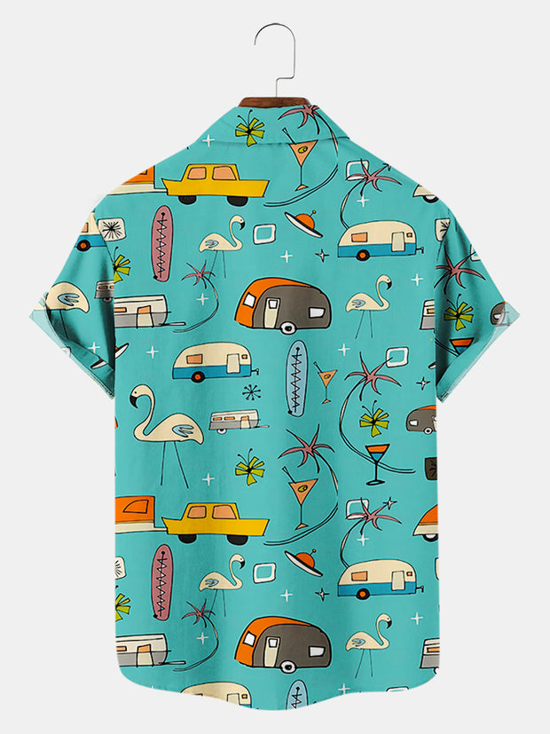 Fydude Men'S Geometric Shape Vehicle Printed Shirt