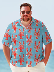Fydude King Size Men'S Lobster Printed Shirt