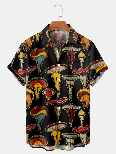 Fydude Men'S Funny Sexy Mushroom Printed Shirt