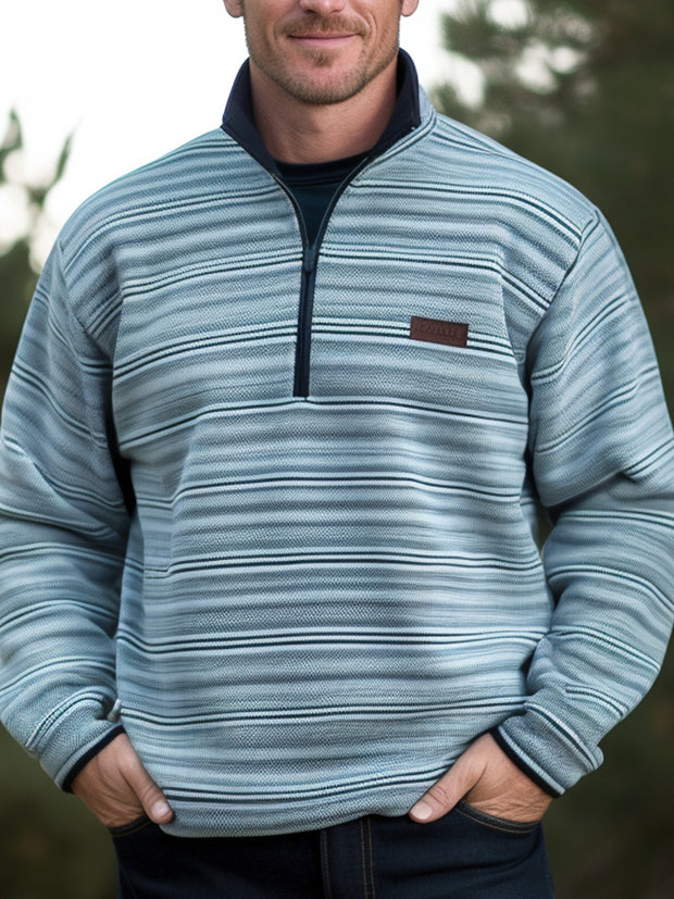 Fydude Men'S Striped Print Zipper Sweatshirt