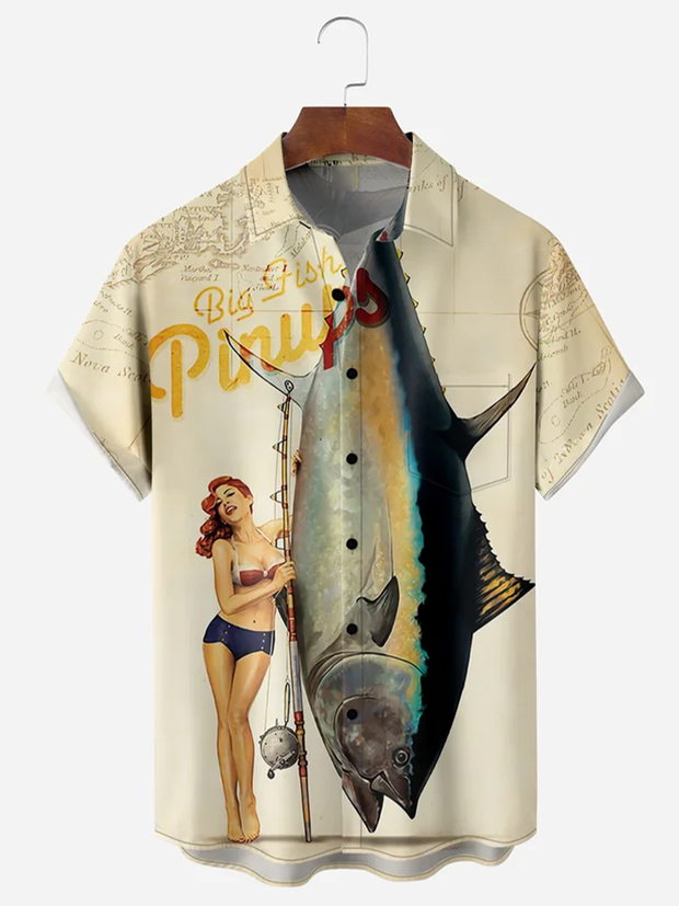 Fydude Men's Shark Print Shirt