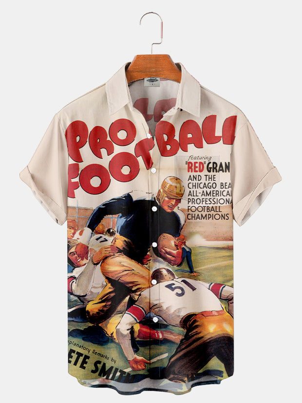 Fydude Men'S American Football Vintage Poster Printed Shirt