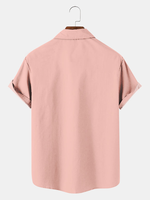 Fydude Men'S Valentine'S Day Pin Up Girl Print Short Sleeve Shirt