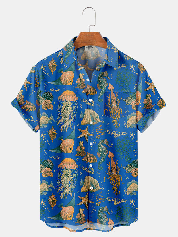 Fydude Men'S Ocean Life Printed Shirt