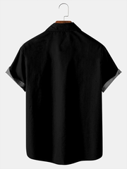 Fydude Men's S Halloween kull Casual Print Shirt