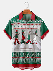 Fydude Men'S Christmas Band Printed Shirt