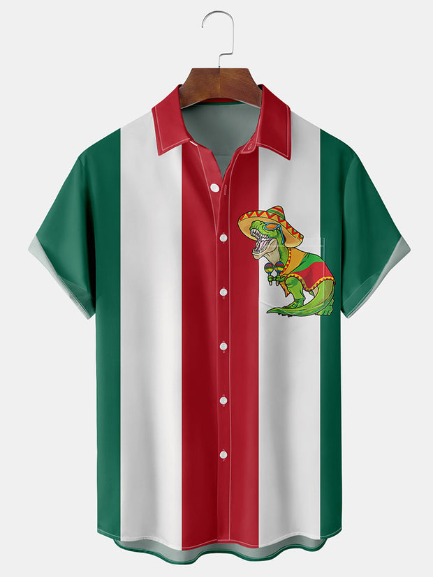 Fydude Men'S Cinco De Mayo Dinosaur Printed Shirt