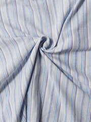 Men Blue Stripe Cotton Linen Shirt