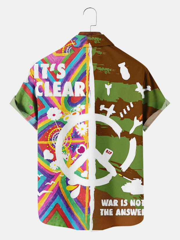 Fydude Men'S Peace Anti-War WAR IS NOT THE ANSWER Printed Shirt