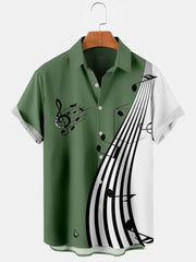 Fydude Men'S Music Notes And Piano Printed Shirt