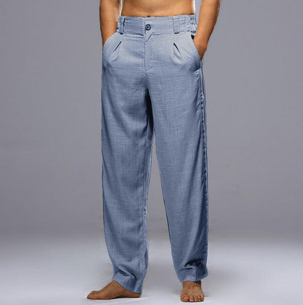 Men's Cotton Linen Elastic Waist Trousers
