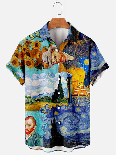 Fydude Men'S Art Van Gogh Printed Shirt