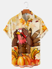 Fydude Men'S Thanksgiving Turkey Printed Shirt