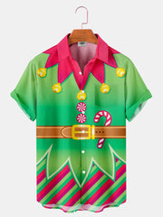 Fydude Men'S Christmas Candy Elf Printed Shirt