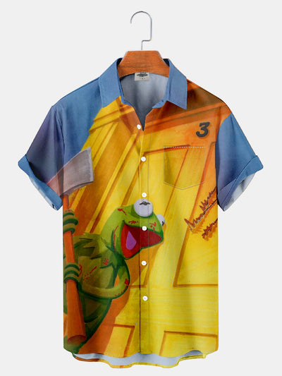 Fydude Men'S Painting Art And Frog Cos Shining Printed Shirt