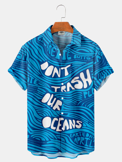Fydude Men'S World Animal Day Environmental Protection Ocean Printed Shirt