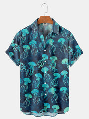 Fydude Men'S Ocean Jellyfish Printed Shirt