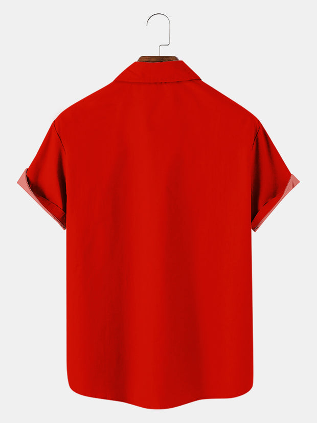 Fydude Men's Christmas Printed Short Sleeve Shirt