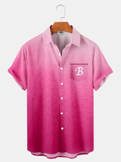 Men'S Pink Gradient Printed Shirt