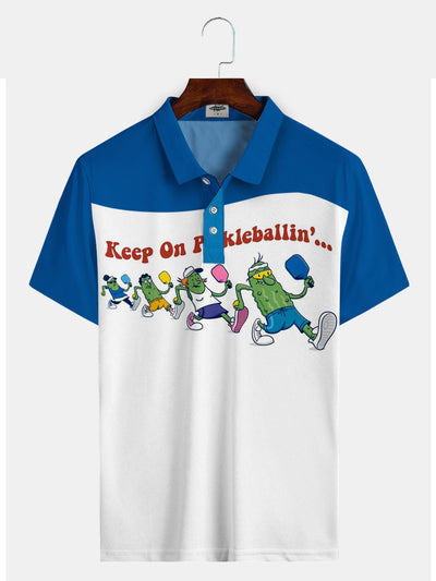 Fydude Men'S PICKLEBALL keep on pockleballin... Printed Golf Polo Shirt