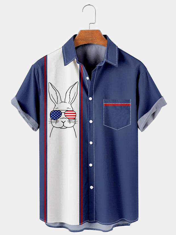 Fydude Men's Easter Bunny printed shirt