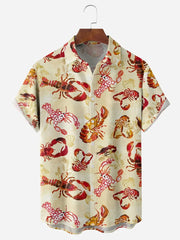 Fydude Men'S Ocean Lobster Printed Shirt