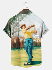 Fydude Men'S Sports Golf Vintage Poster Printed Shirt