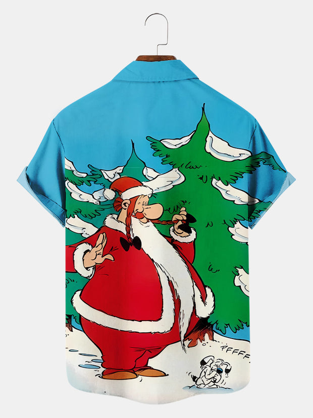 Fydude Men'S Christmas Santa Comic Printed Shirt