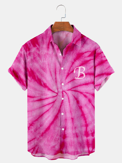 Fydude Men'S Pink Tie Dye Printed Shirt