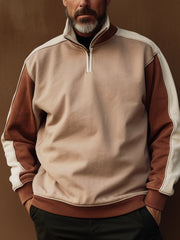 Fydude Men'S Color Combination Print Zipper Sweatshirt