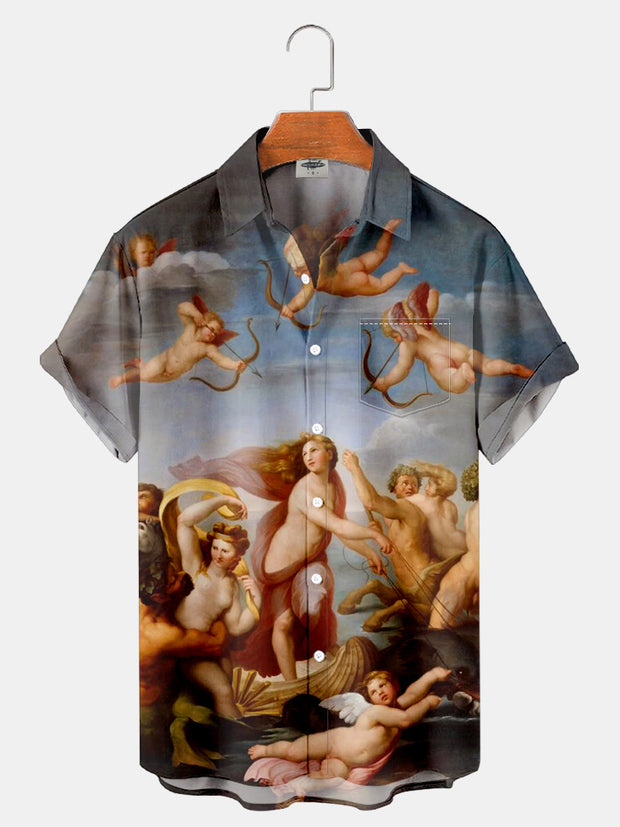 Fydude Men'S Renaissance Raphael Fresco Art “The nymph Galatea”Printed Shirt