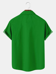 Fydude Men'S St. Patrick'S Day Clover Music Print Short Sleeve Shirt